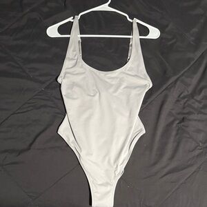 NWT SKIMS Recycled Swim Scoop Neck One Piece, Chrome, Size Medium